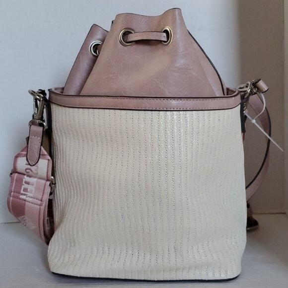 Steve Madden Bag Pink BMayor Raffia Crossbody Shoulder Handbag Tote WOMEN'S - Picture 5 of 16